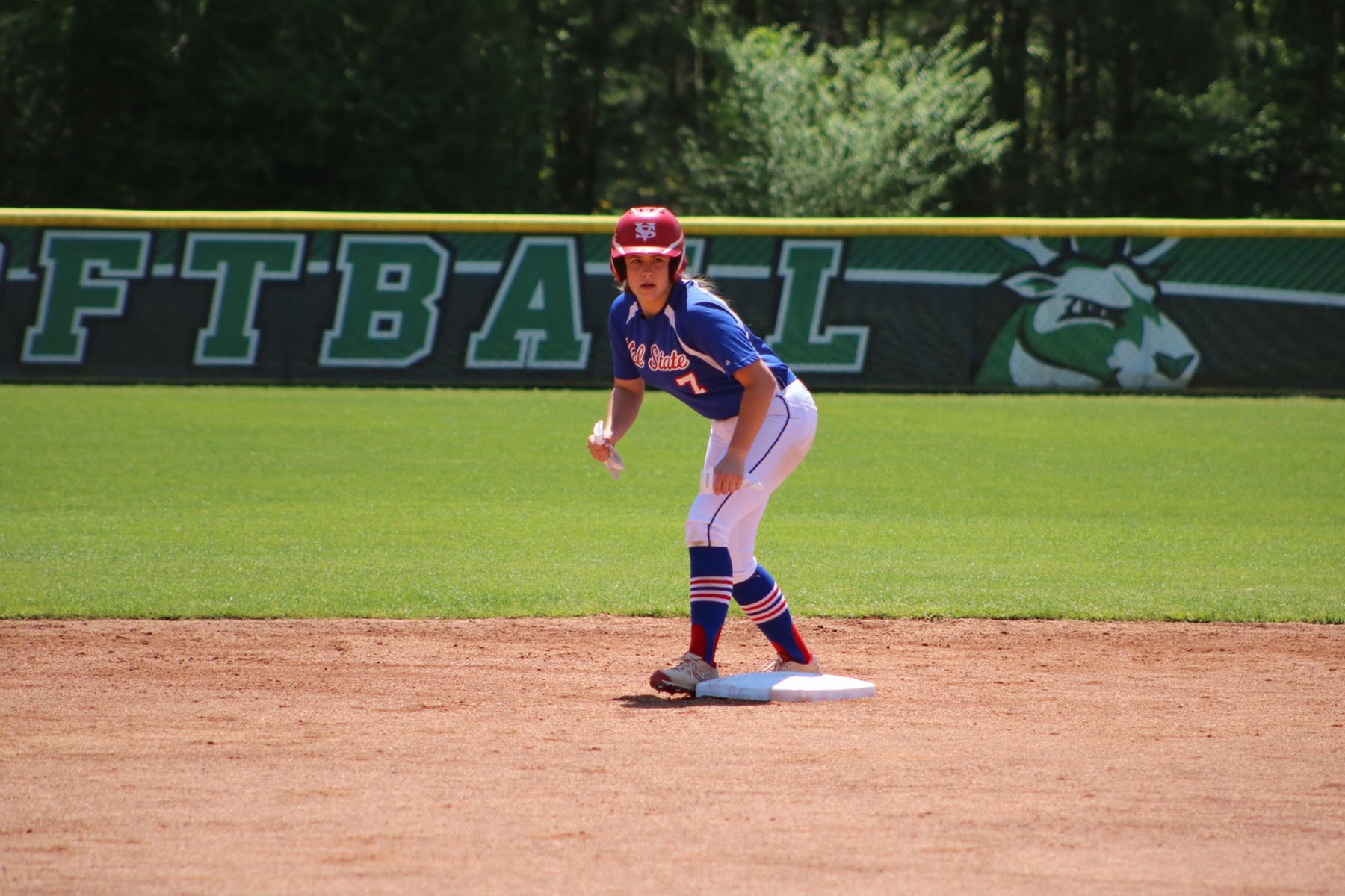 Alex McFarlin #7 leading off of second base during the conference series at Motlow State Community College.